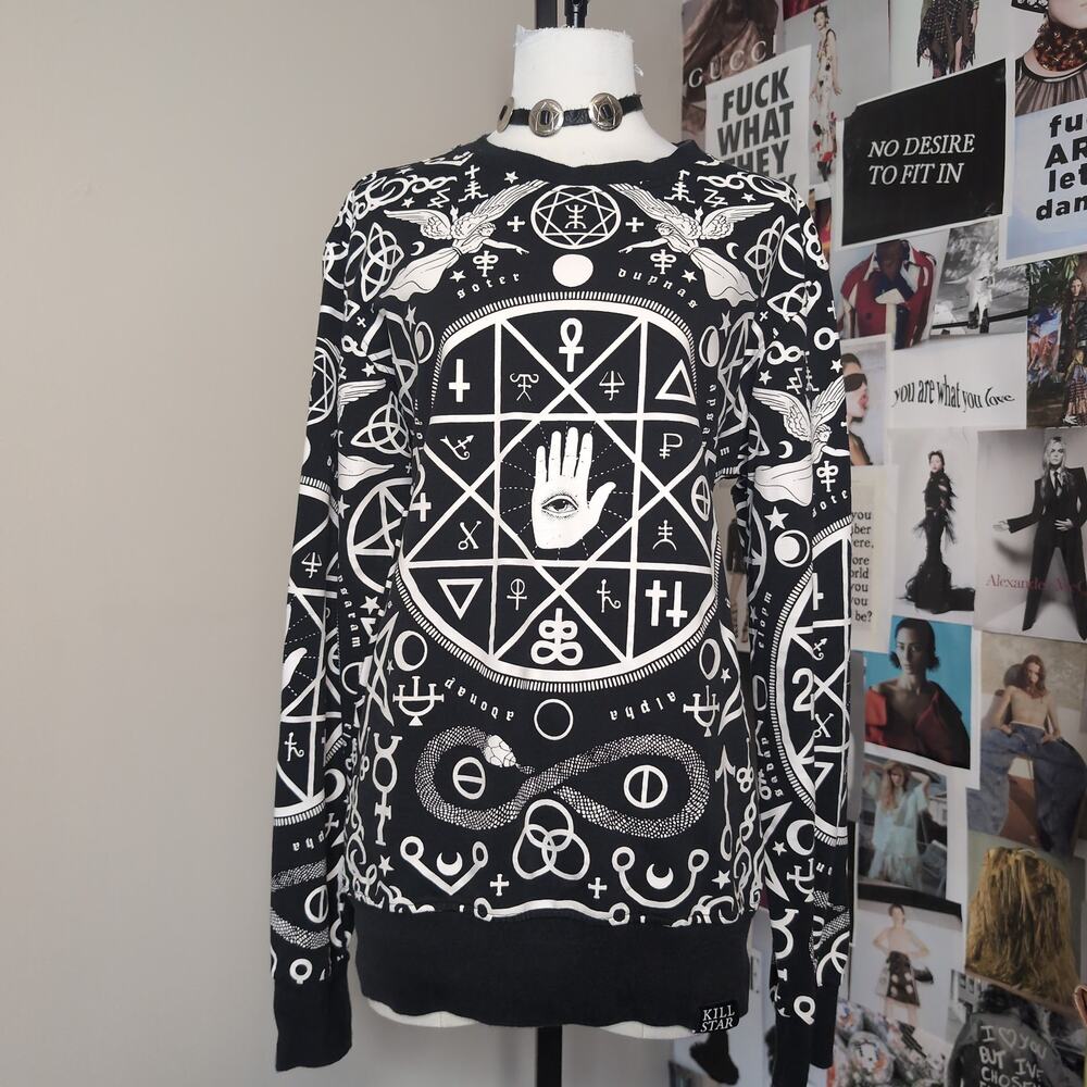 Graphic Occult Print Sweatshirt Gothic